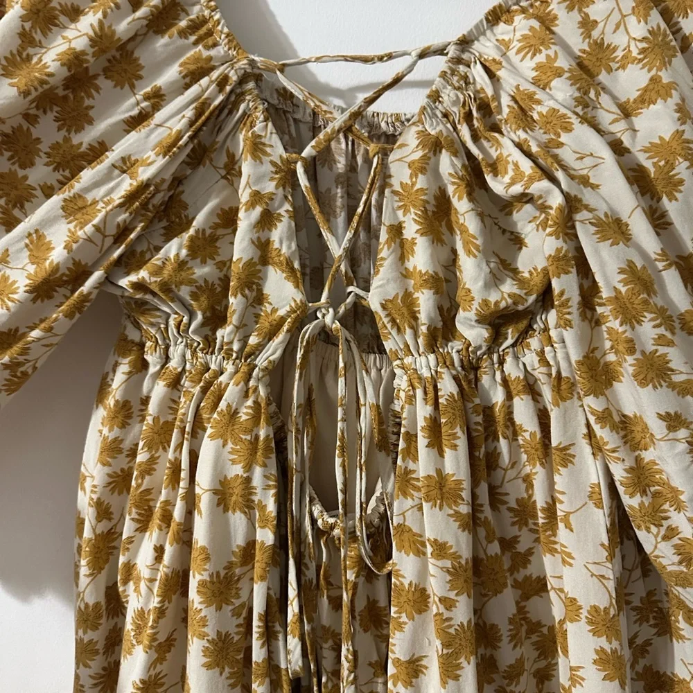 Magnolia Boutique Floral Mini Dress in Mustard and Cream - Picture 3 of 4